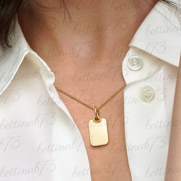 Pandora Engravable Rectangle Tag Pendant - Picture 5 of 6